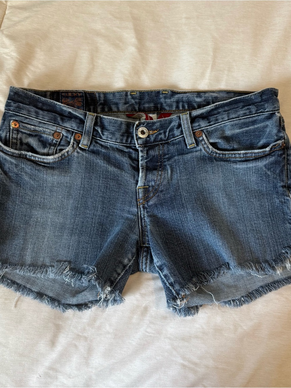 Lucky Brand Lil Maggie Denim Cutoff Shorts 8/29 Low Rise Frayed Hem